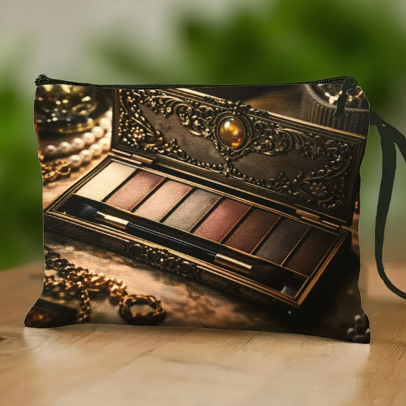 

Luxurious Jewelry-Themed Bronze Eyeshadow Palette Design Toiletry Bag Multifunctional Portable Makeup Pouch a Stor