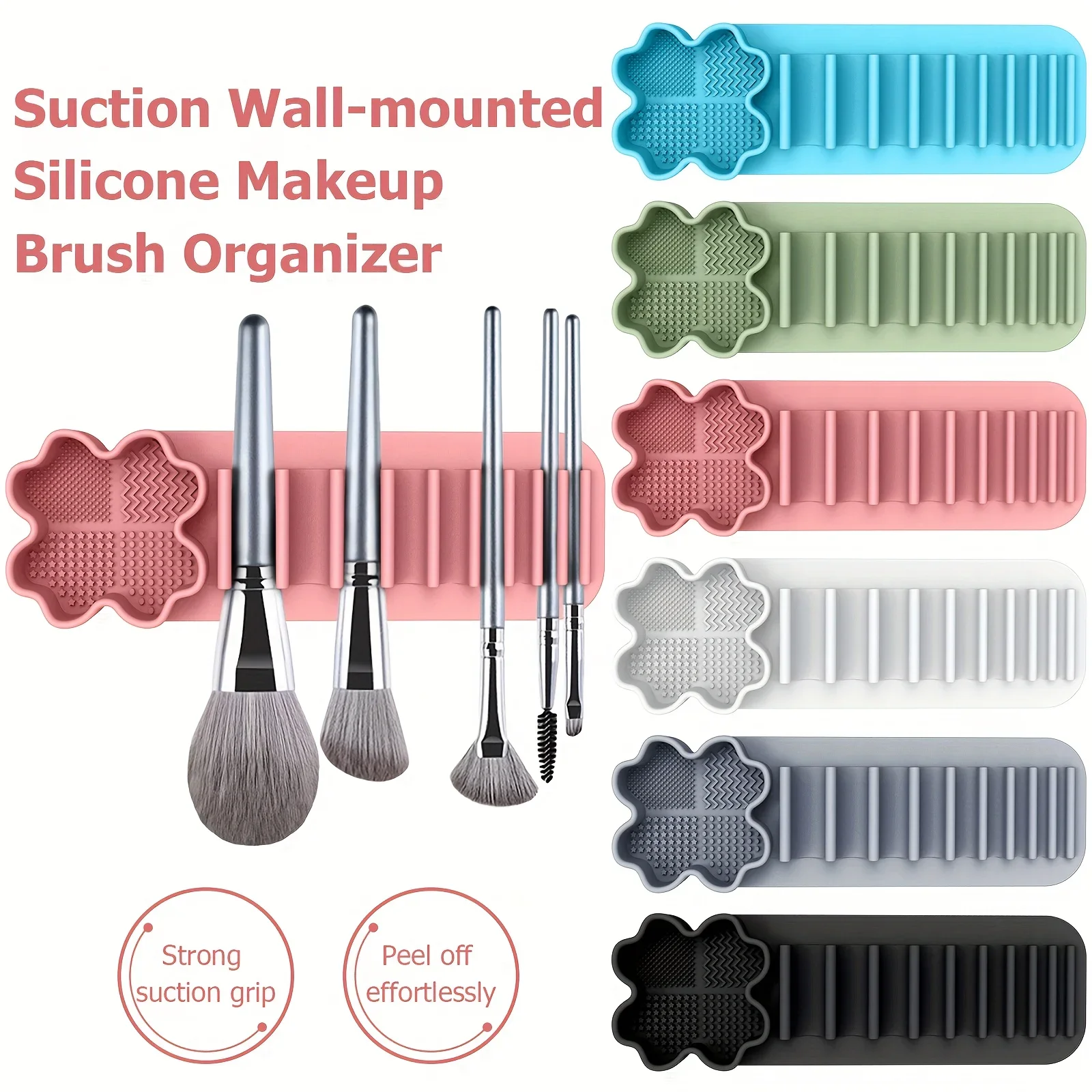 1PC Multi Functional Washing And Drying Integrated Suction Wall Makeup Brush Holder, Silicone Beauty Brush Drying Rack