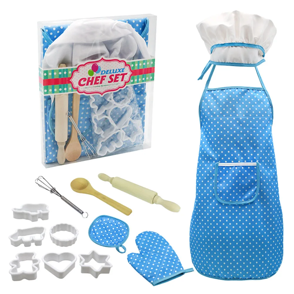 Baking Tools Apron Set Kids Kitchen Playset Outfits for Girls Chef Cosplay Costume Toy Kitchenware