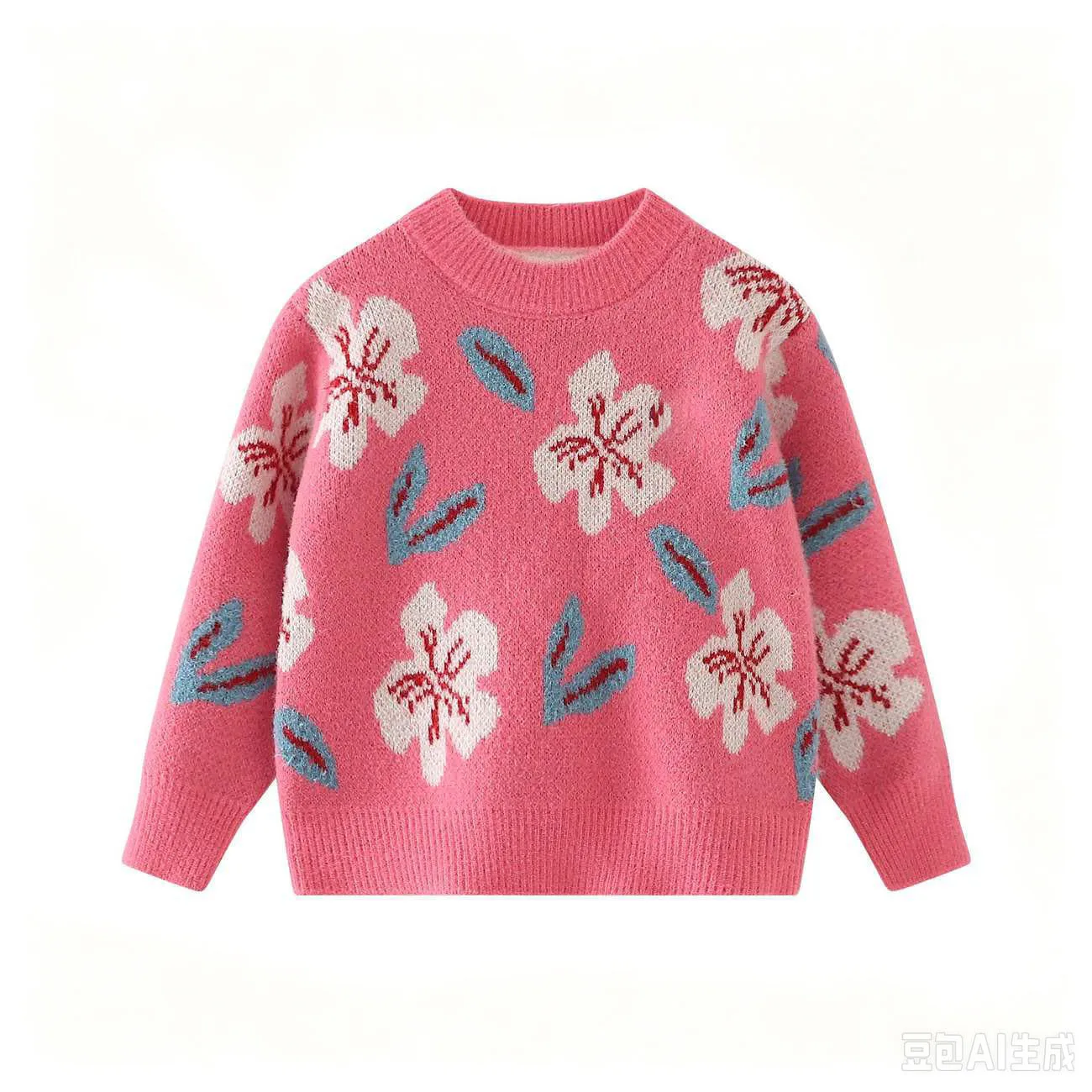 Mädchen Vintage Jacquard Pullover, Neuer Herbst-Winter Vielseitiger Pullover für Kinder und Ältere Kinder – Detail 5