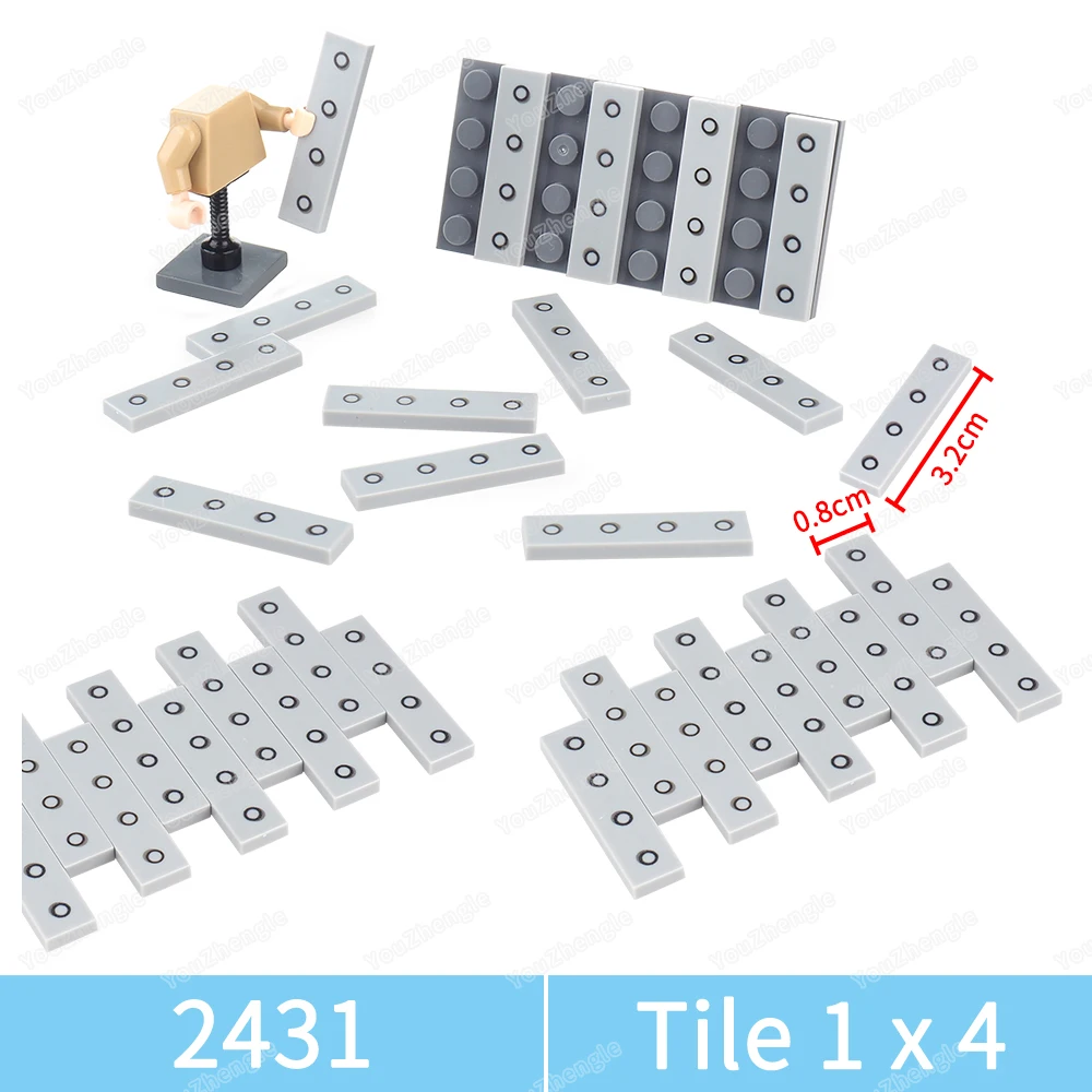 2431 Printed Steel Plate Bolt Pattern Building Block 1x4 Tiles Basic Parts MOC figures Mecha Equipment Scene Model Gift DIY Toys