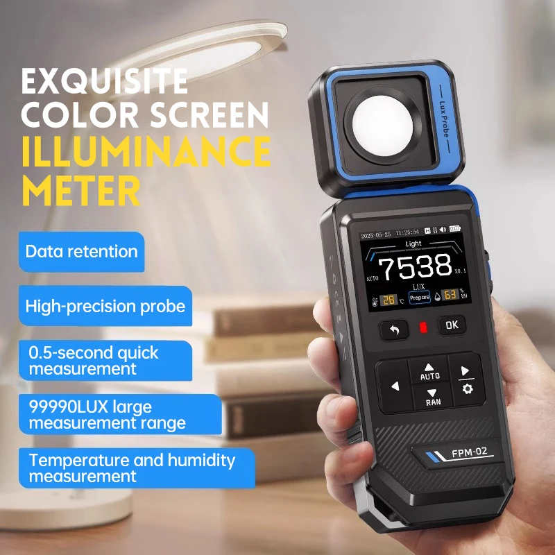 

FPM-02 Высокоточный домашний люксметр Тестер освещенности Измеритель освещенности Большой диапазон Профессиональный измеритель яркости Термогигрометр