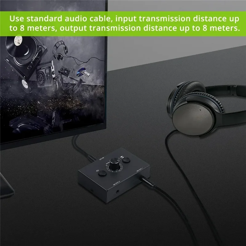 【Top Picks】4 Way 3.5Mm 4 In 1 Out Headphone Amplifier Stereo Bi-Directional Audio Switch Splitter Box