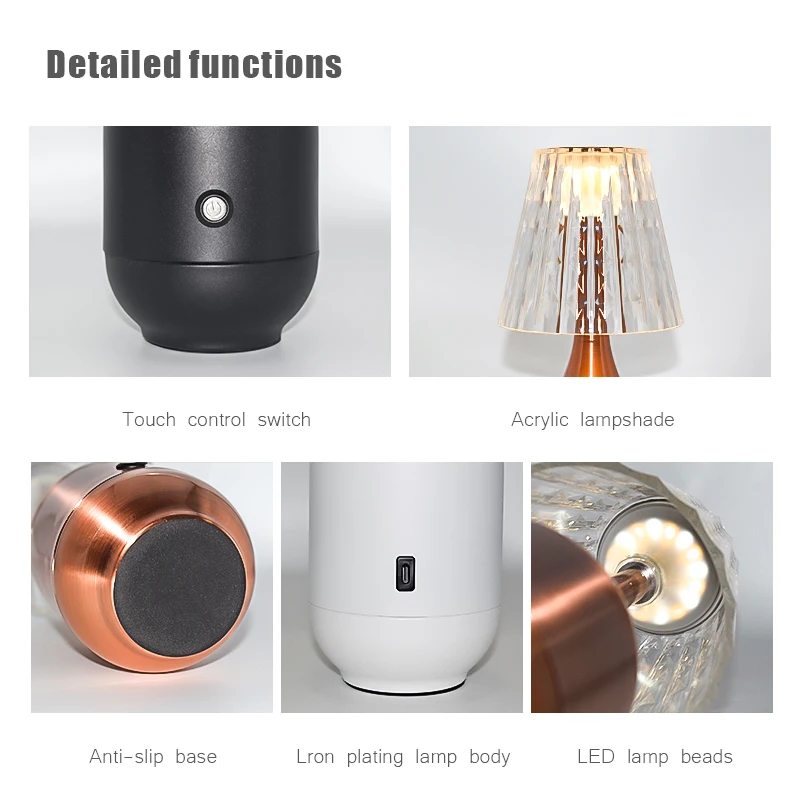 European Creative LED Table Light USB Charging Touch Luxury Decoration Modern Cafe Bedroom Atmosphere Vase Night Light