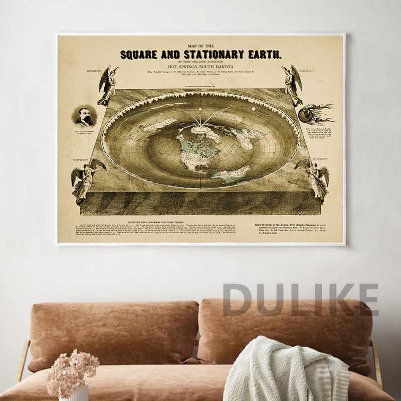 Flammarion Colored Engraving Art Canvas Painting Medieval Flat Earth Map Poster Ancient Cosmogony Print Wall Picture Home Decor