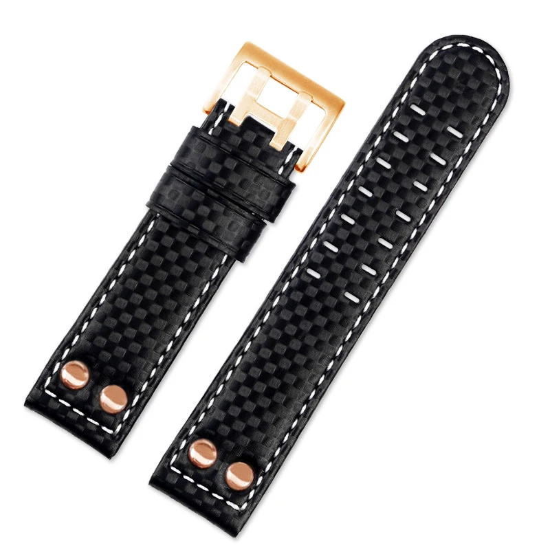 Roségold Niet Armband für Hamilton Khaki Aviation Strap h77696793 h7736733 Kohle faser Leder Armband Zubehör 22mm