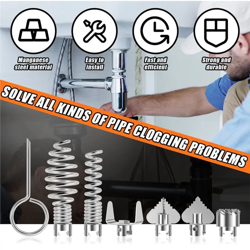 A02M-Drain Augers Sewer Snake Cutter Heads Drain Cleaner Blade Set Pipe Dredging Machine Cutter Head