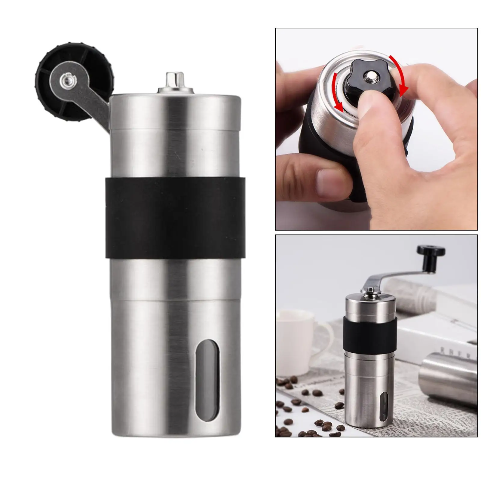 Manual Coffee Grinder Stainless Steel Mini Mill Compact for Travel Cafe