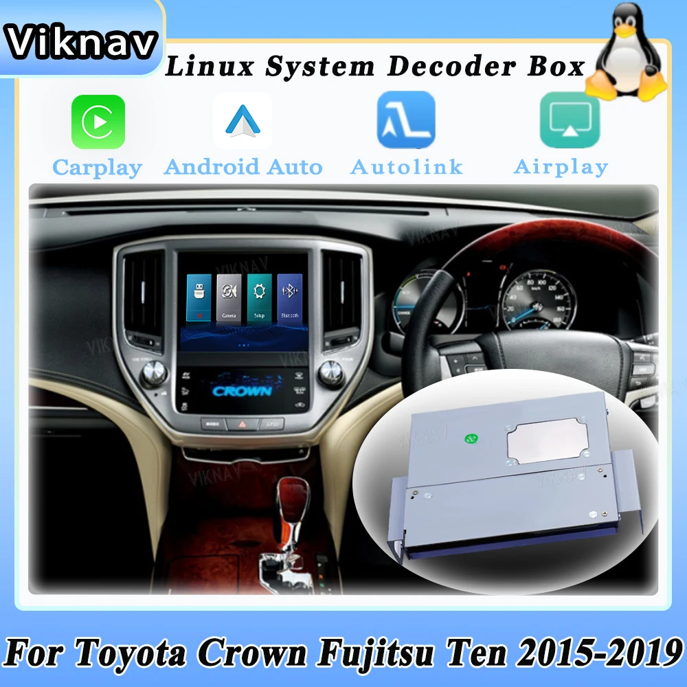 

Viknav операционная система Linux для Toyota Crown Fujitsu Ten 2015-2019 новейший декодер интерфейса коробки MuItimedia беспроводной CarPlay Android авто