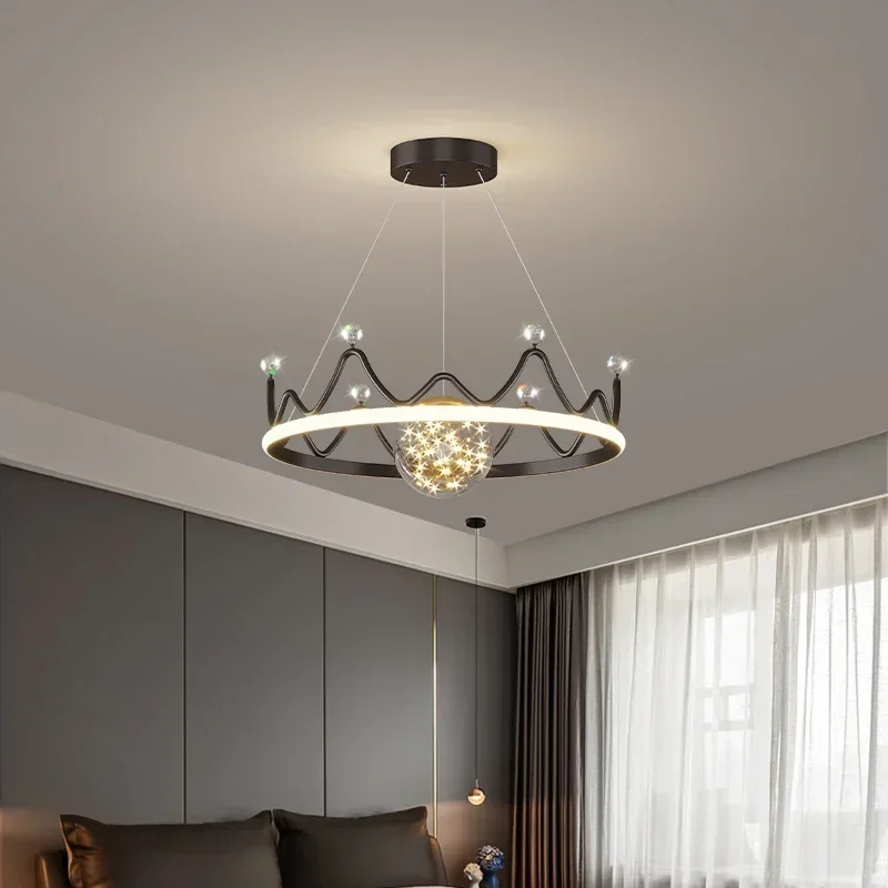 New Modern LED Crown Chandelier Living Bedroom Dining Room Study Pendant Lamp Home Indoor Ddecor Ceiling Light