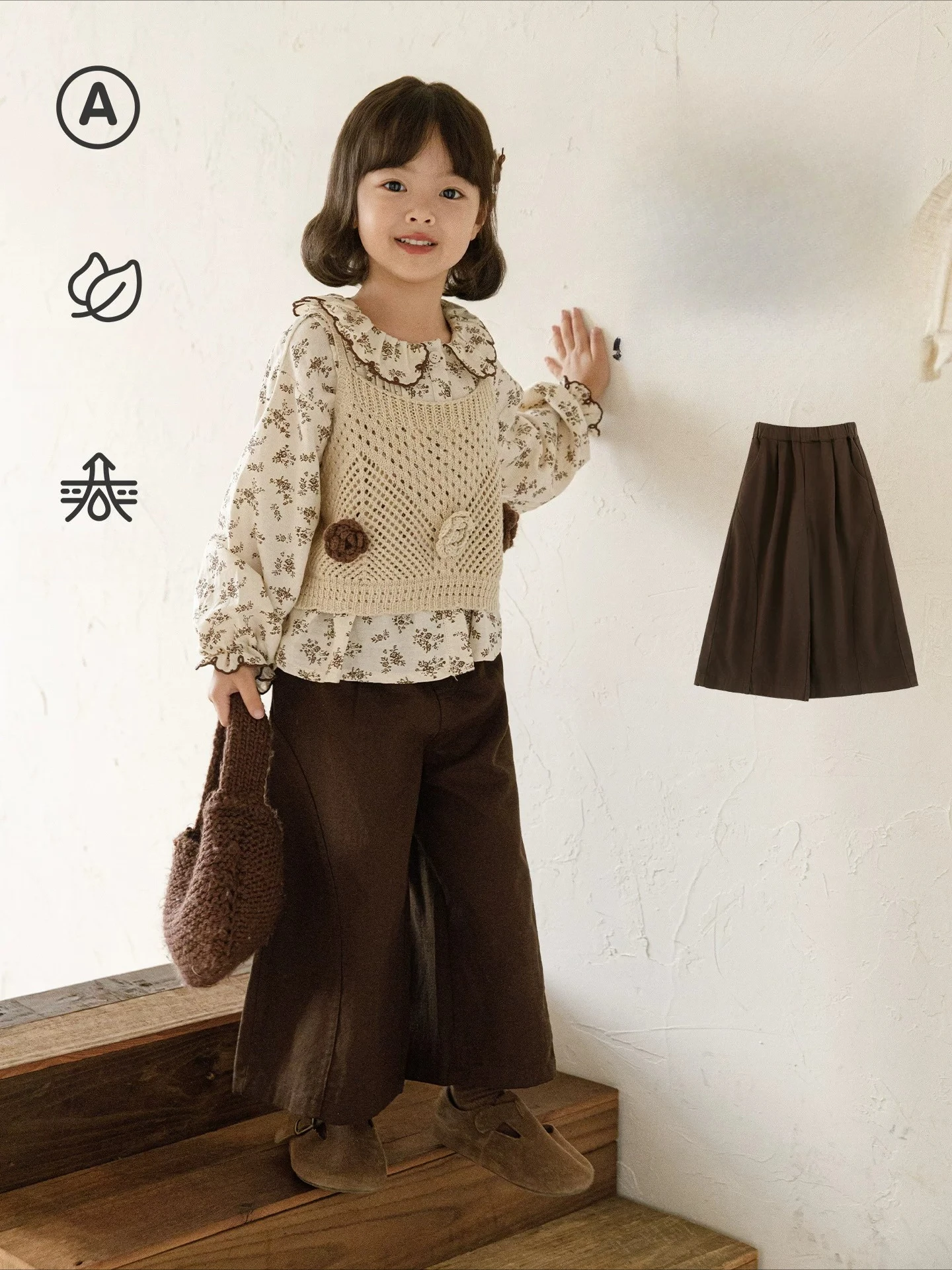 Girls Wide Leg Cropped Pants Toddler Soft Breathable Loose Trousers Kids Autumn Casual Pants 1-10Y