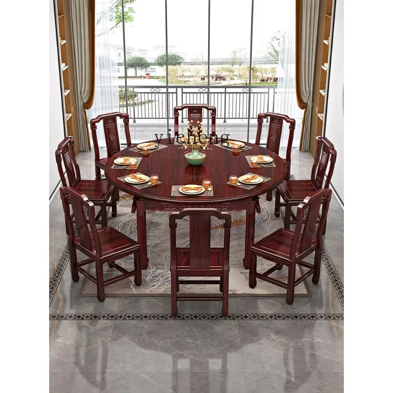 CZ-28 Rosewood Mahogany Dining Table And Chair Set For Small Living RoomsSquare And Round Dual-use Dining Table