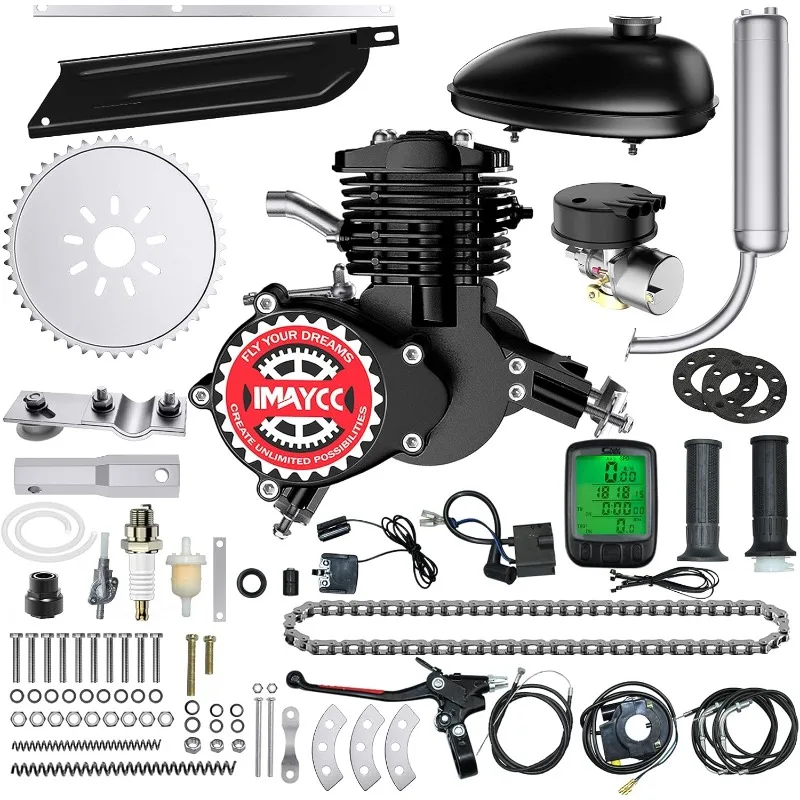 Home.Bike Motor Kit 80cc Motorized Bike Kit 2 Stroke Gas Bike Engine Conversion Kit مناسب للدراجات 26-28 بوصة (80CC أسود)