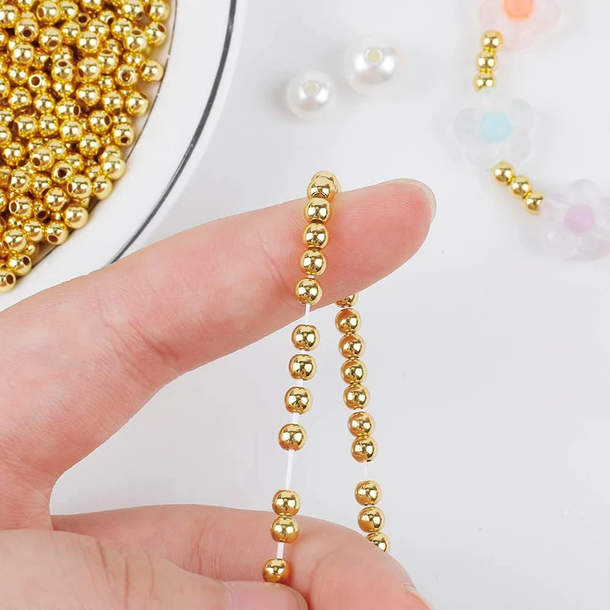 ลูกปัดเหล็กเจาะรูปลายคริม 2.4-6มม. สำหรับทำเครื่องประดับDIY (สร้อยข้อมือ, สร้อยคอ) - 100-1000 ชิ้นต่อการสั่งซื้อ