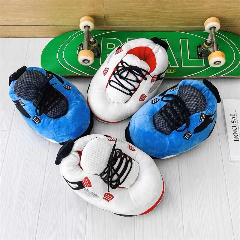 XIN CHAO Unisex Winter Graffiti Warm Slippers Women Indoor Cotton Shoes One Size 36-43 Sneakers Men Floor Sliders Ladies Slipper