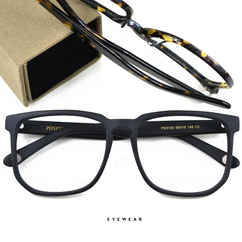 HDCRAFTER Women Men Vintage Retro Wood Glasses Frame Oversized Optical Eyaglasses Frames for Prescription Lens Spectacles