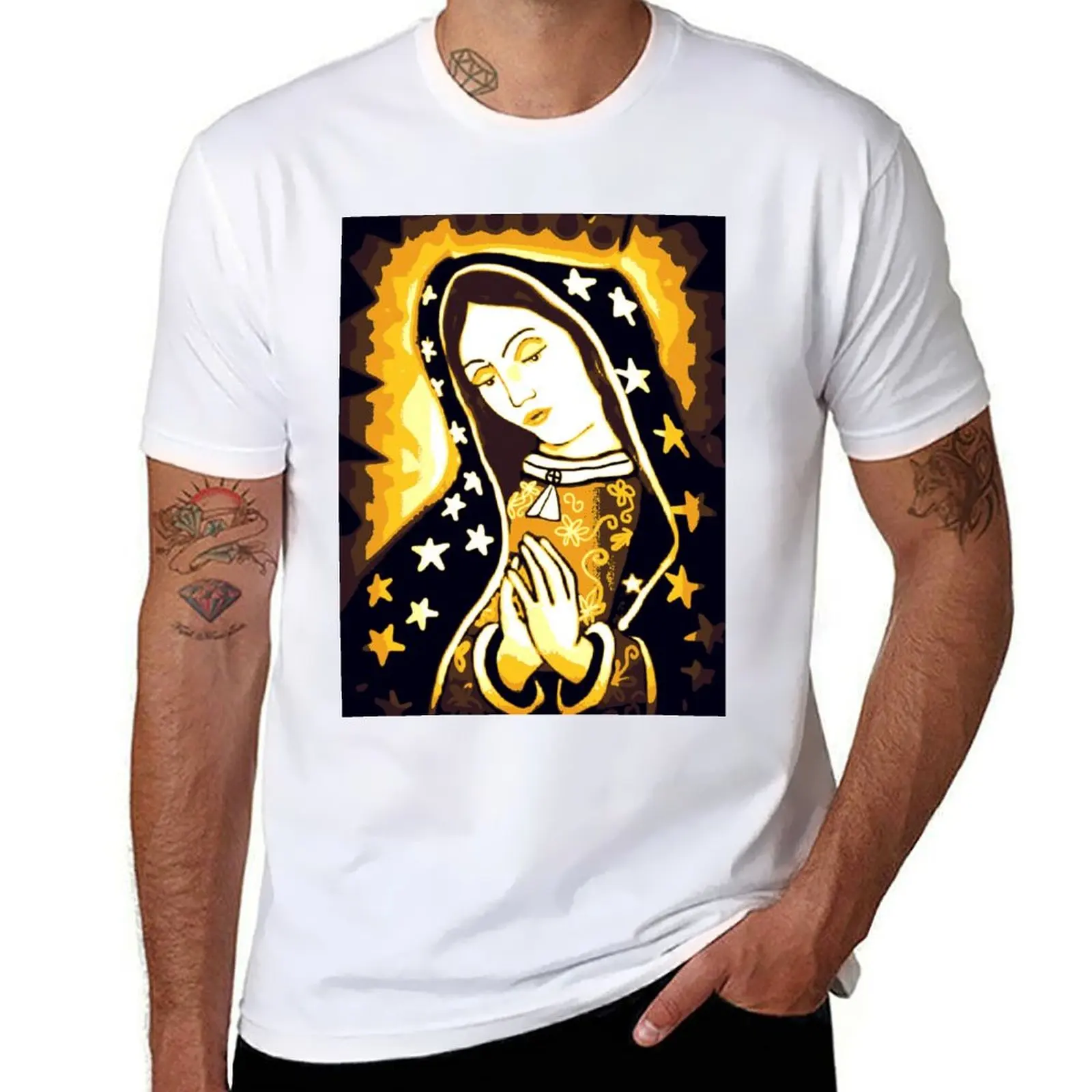 

Футболка «Маленька Гваделупской», Мексика, мексиканская футболка Девы Марии, мужские футболки для мужчин, повседневная футболка с аниме, футболка