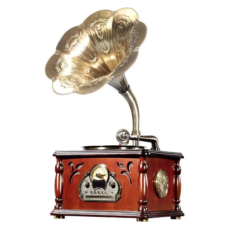 

Gramophone retro living room European solid wood stereo home old antique bluetooth vinyl record player