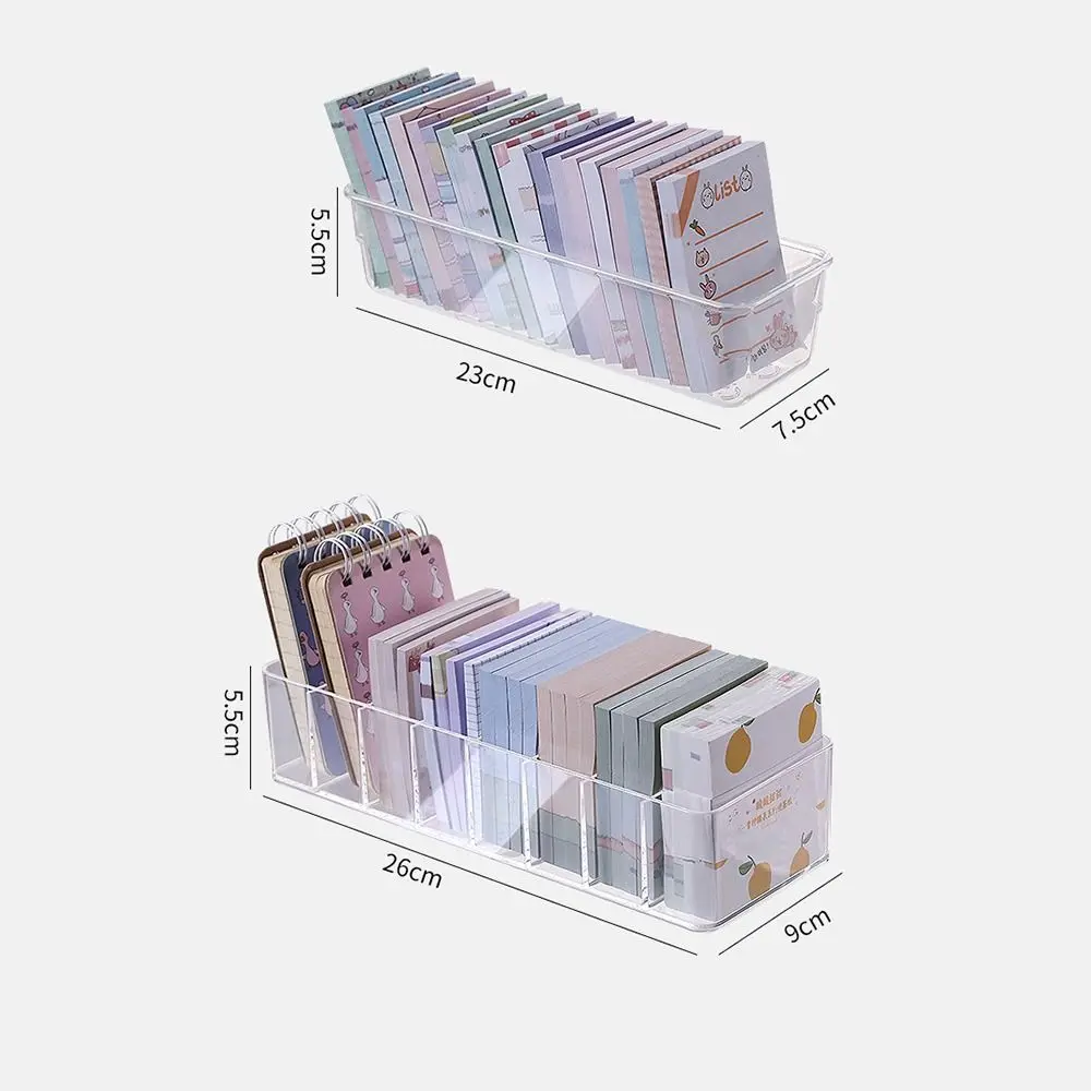 Portable Compartment Storage Box Transparent Plastic Stationery Finishing Box Dustproof Tidying Up Sticky Note Sorting Box
