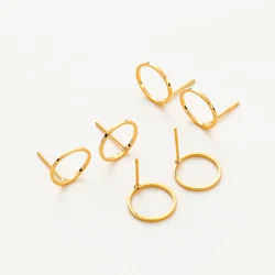 10Pcs Studs Earrings 12mm 14K/18K Gold Plated Brass High Quality for DIY Jewelry Making Earrings Base Accessories Wholesale