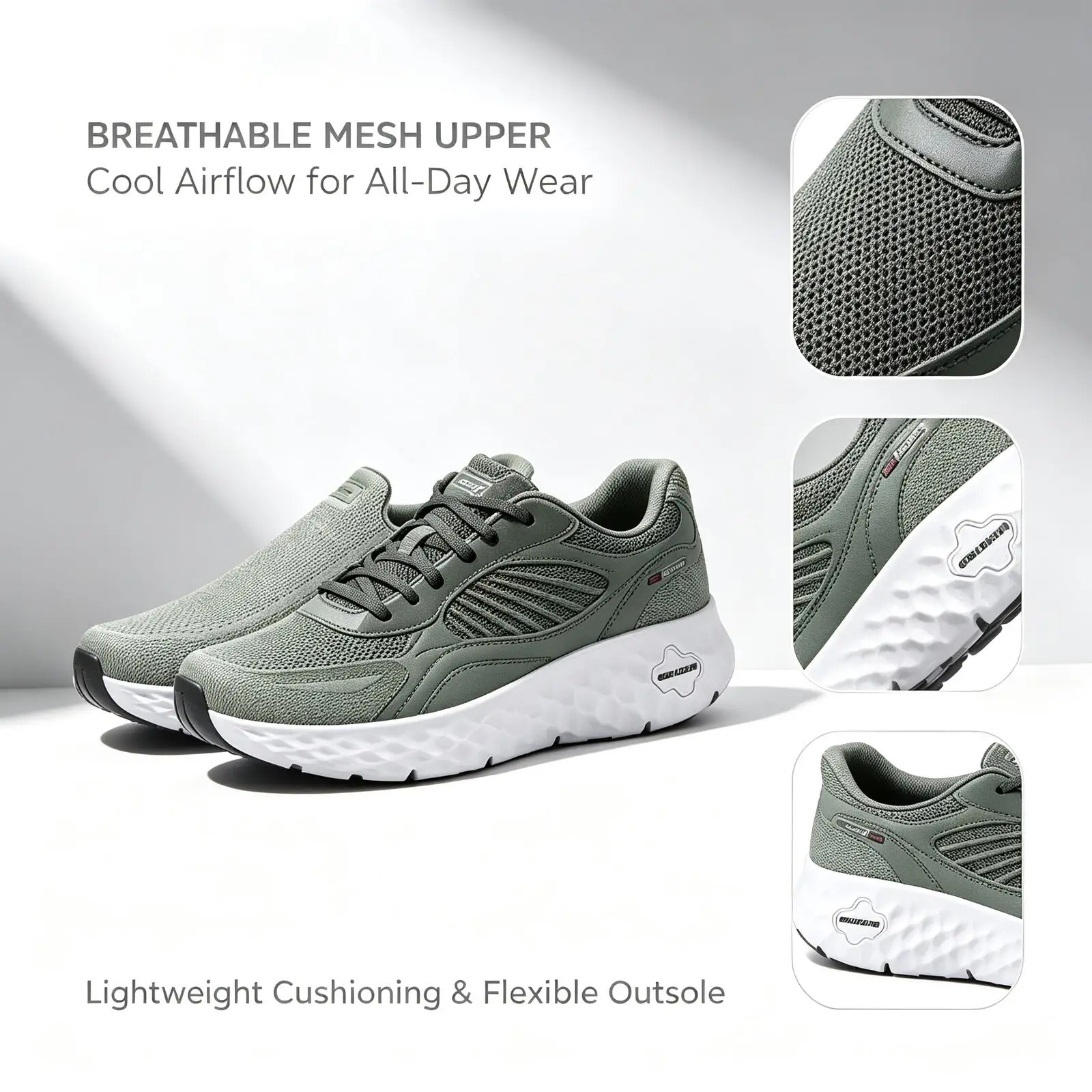 Skechers New Men Slip Ins Walking Shoes Grey Breathable Knit Mesh Light Cushion Easy On Slip On Daily Sneakers 217111-GYNV