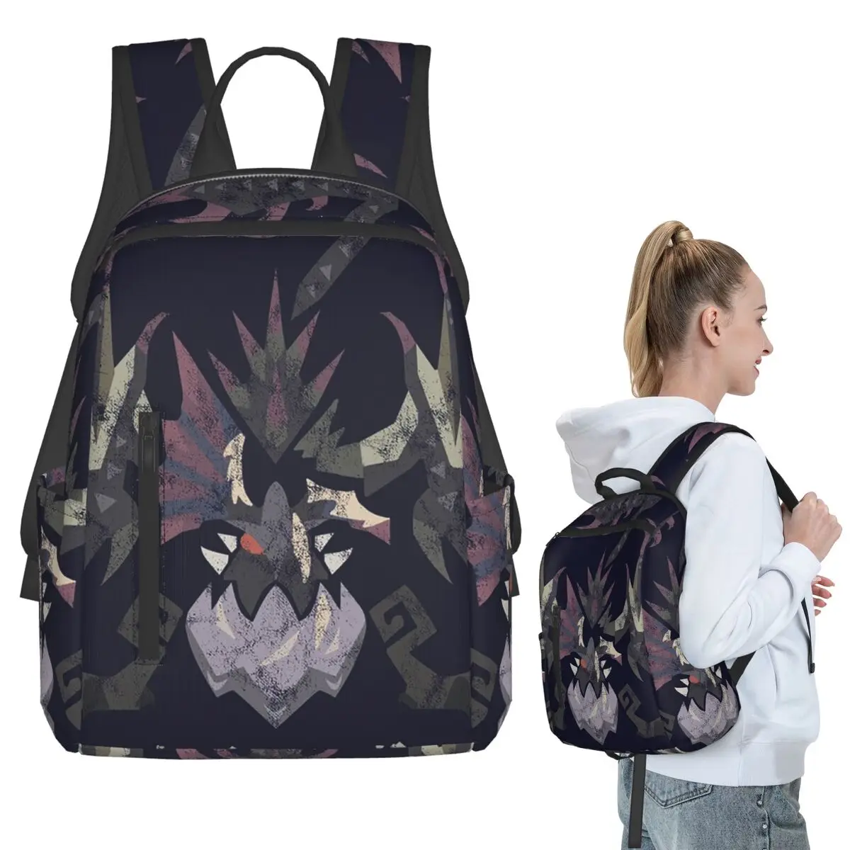 Monster Hunter World Iceborne Scarred Yian Garuga Kanji Backpack Student BookBag Boys Girls School Bag Laptop Shoulder