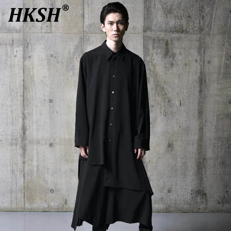 

HKSH Spring Summer New Men's Tide Punk Asymmetric Niche Thin Top Unisex Dark Niche Design Shirts Irregular Cut Chic Shirt HK1992