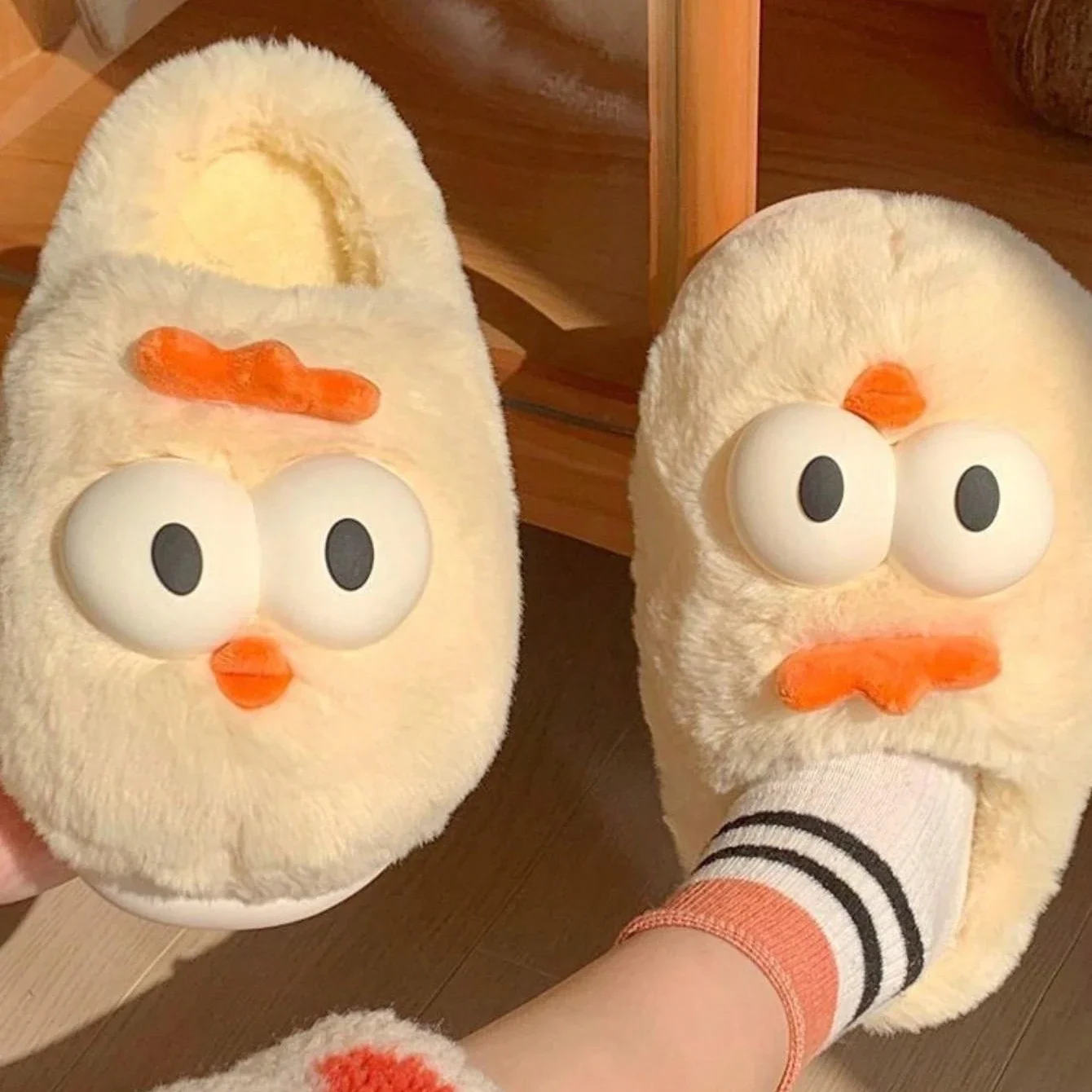 Cute Pullet Winter New Women Slipper Soft Heel Platform Fur Warm Indoor Comfortable Home Fluffy Home Slippers