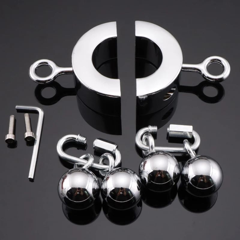 New Heavy Chastity Cock Ring Stretcher Scrotum Stimulation Lock Training Device Metal Penis Ring Testicle Clamp Sexual delay CBT