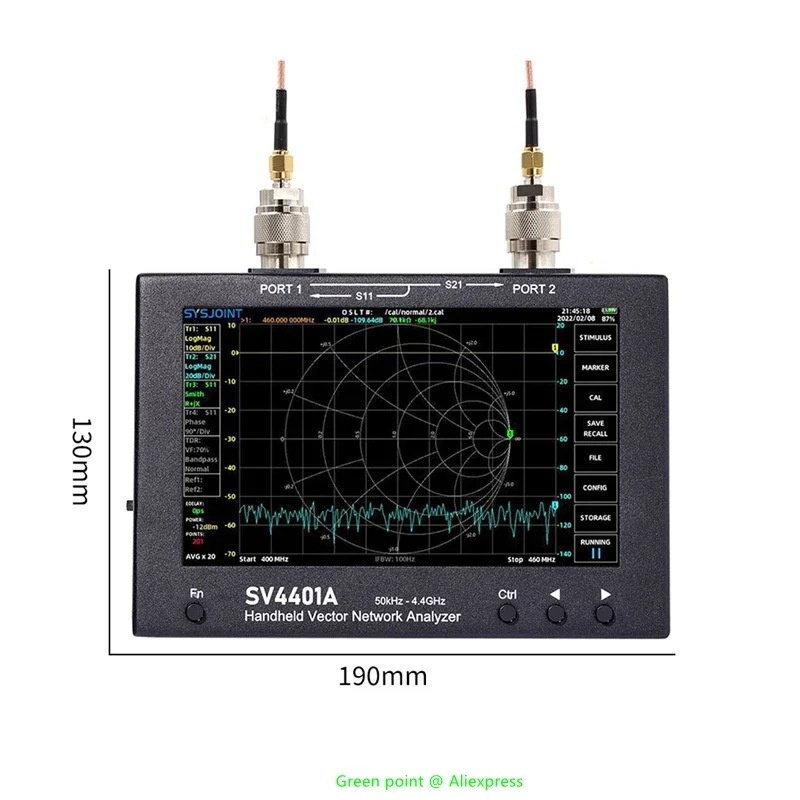 7-inch IPS Large Screen SV4401A Handheld Vector Network Analyzers 50KHz-4.4GHz HF VHF UHF VNA Tester Kits 100db Dynamic NanoVNA