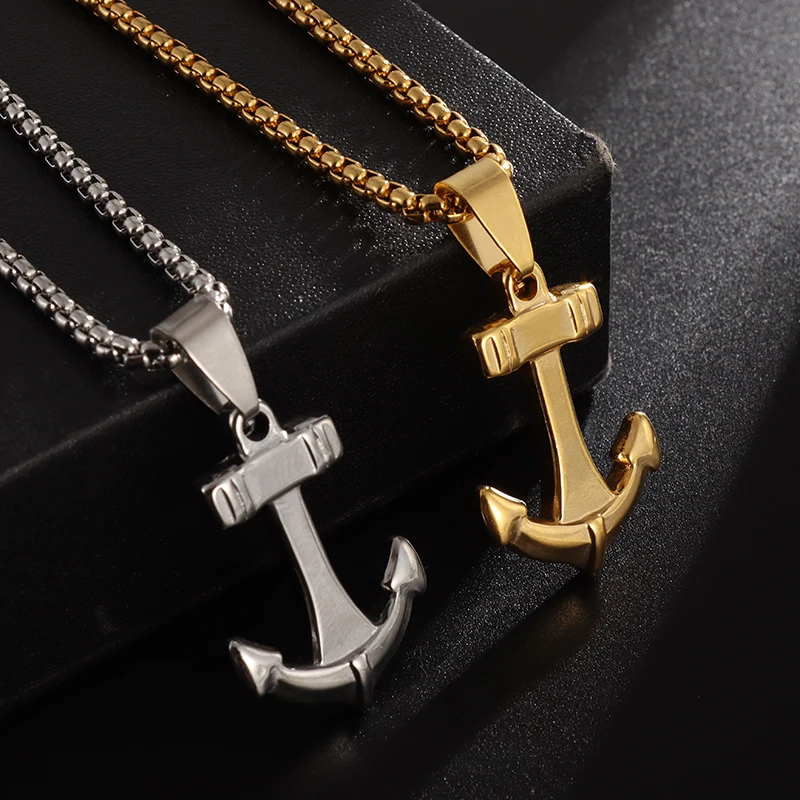 Retro Classic Simple Stainless Steel Anchor Pendant Necklace Various Styles Fashion Punk Jewelry Gifts