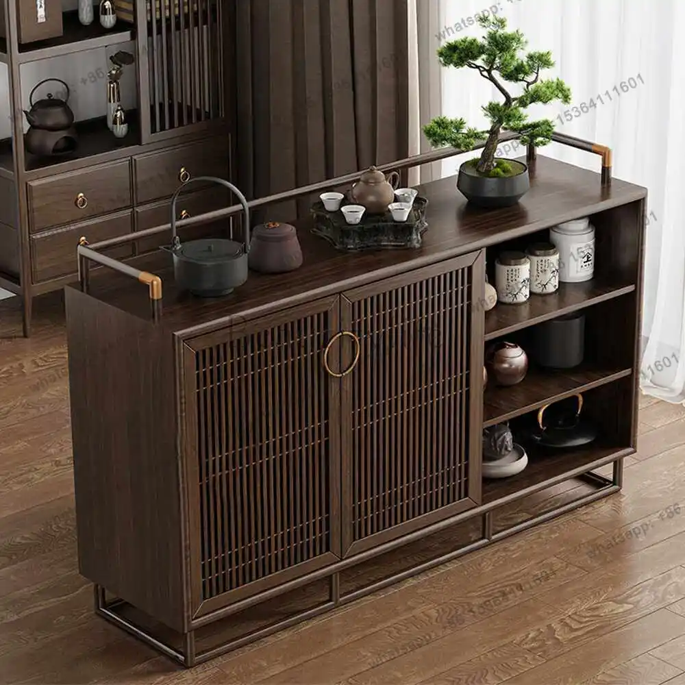New Chinese-style ebony wood dining side cabinet, high-end storage cabinet against the wall in the entrance