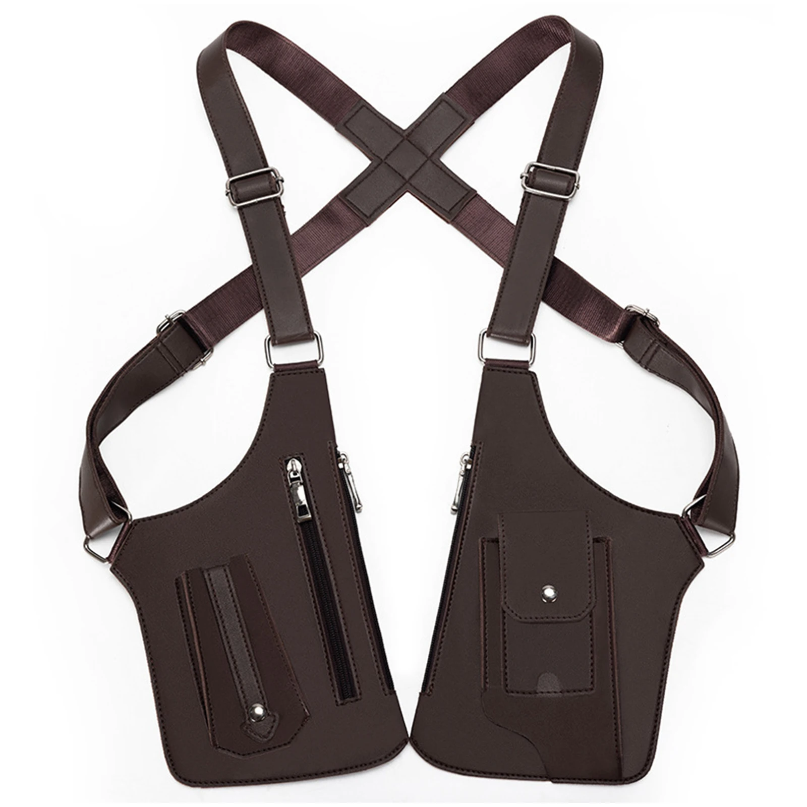 PU-leer dubbele schouder okseltas multi-pocket onderarmriem portemonnee zak anti-diefstal voor heren dames reizen buitenshuis