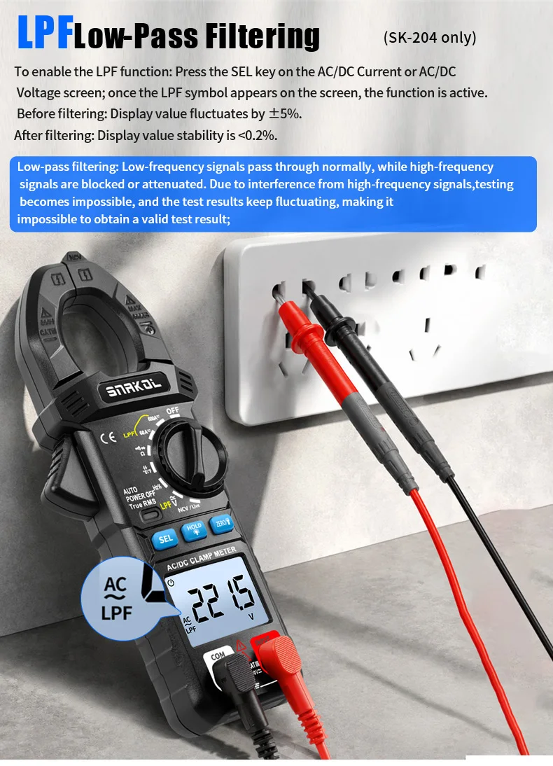 SNAKOL AC DC Stromzangenmessgerät 600 A Digitales Amperemeter Zangen True RMS Multimeter Professionelles elektrisches Multitester-Werkzeug – Detail 7