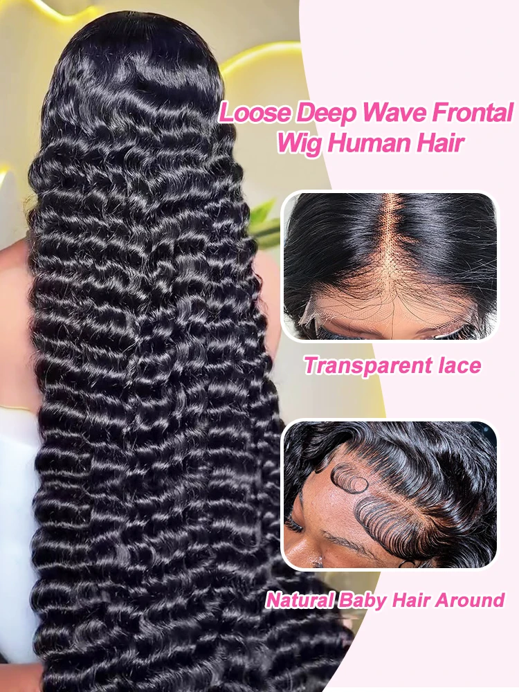 عالية الكثافة فضفاض موجة عميقة 13x6 الدانتيل الجبهة خصلات الشعر المستعار الإنسان 30 40 بوصة البرازيلي مجعد موجة المياه HD الدانتيل الباروكة الأمامية للنساء