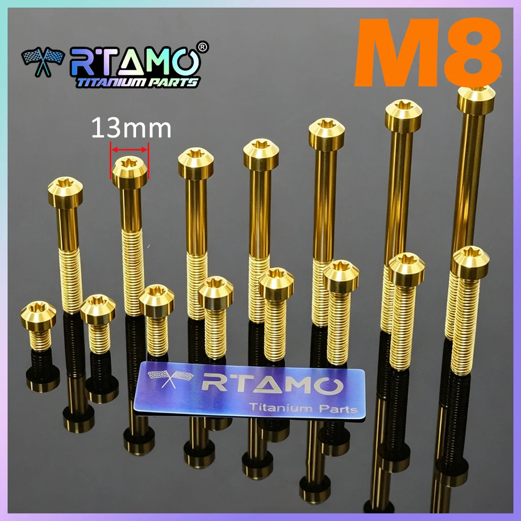 RTAMO Titanium Bolt M8X12/16/20/25/30/35/40/45/50/55/60/65/70/80/90/100 Motorcycle Gear Oil Bolts Titanium Bicycles Screws (1PC)