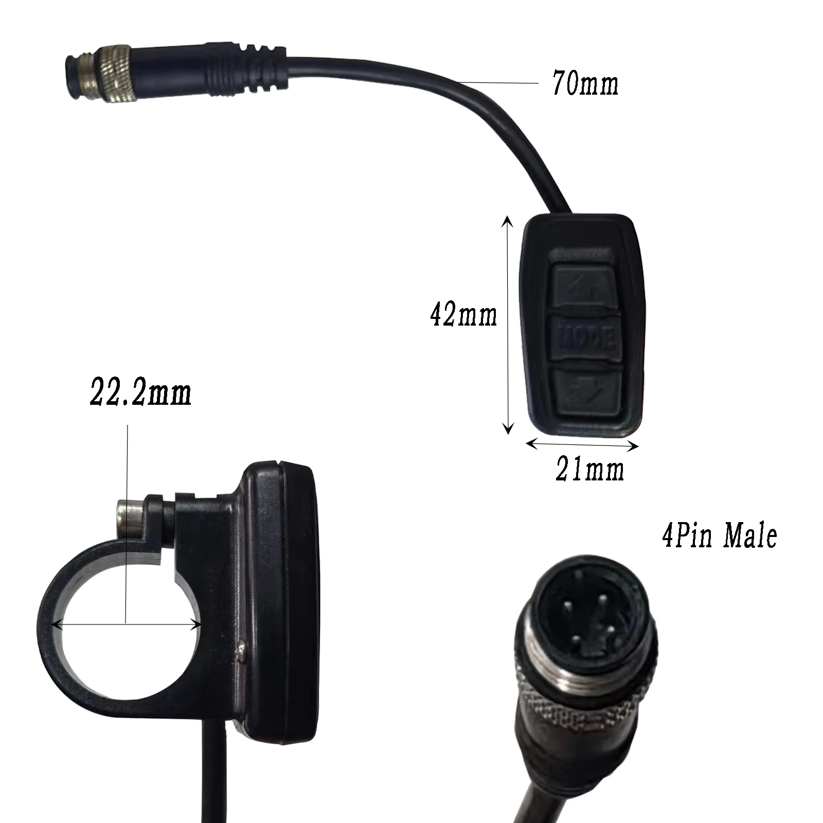 SW-LCD J-LCD Instrument Operater King-Meter Display Remote Controller Press Key Computer Panel Monitor e-Bike Push Button 4 Pins