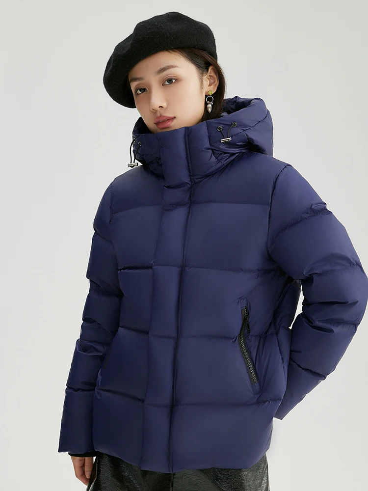 112-132cm Bust Autumn Winter Women Hooded Puffy Coat Warm 90% White Duck Down Coats