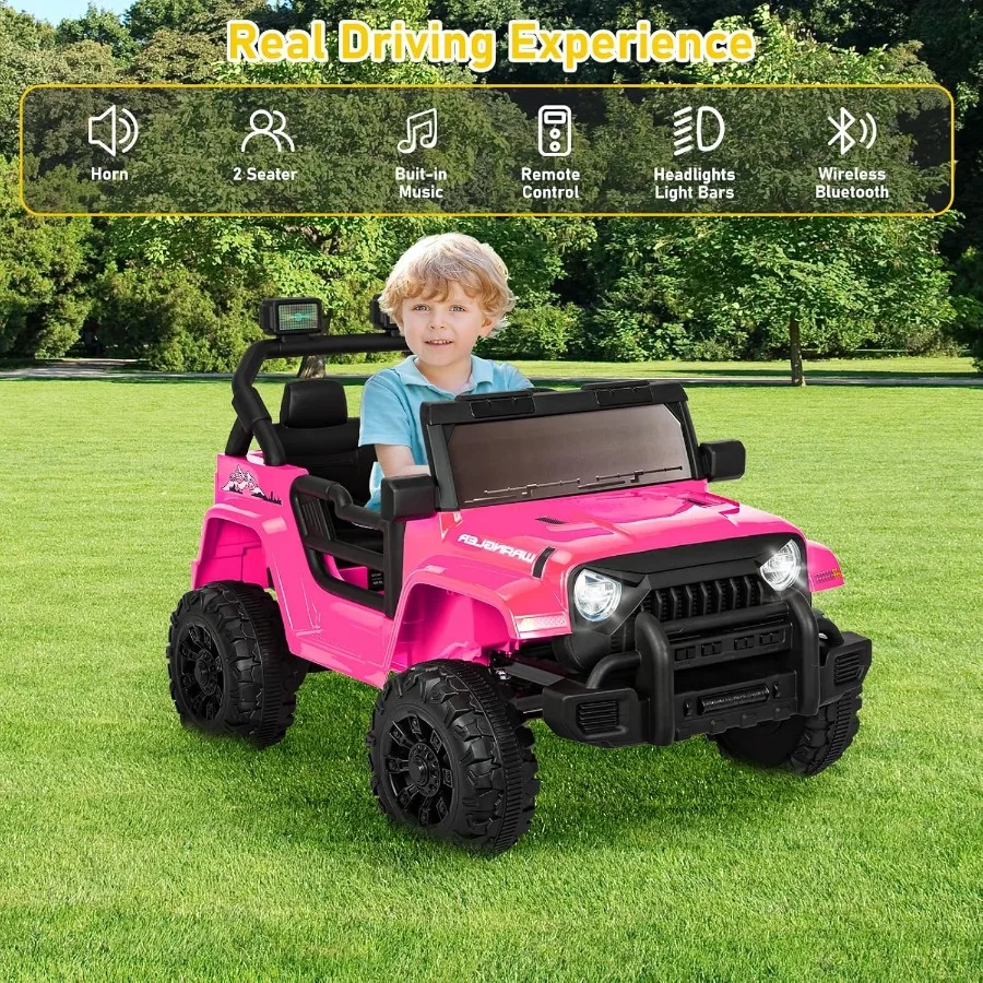 12V電動乗用車、親用リモコン付き、男の子と女の子向けのバッテリー駆動オフロード電動車両