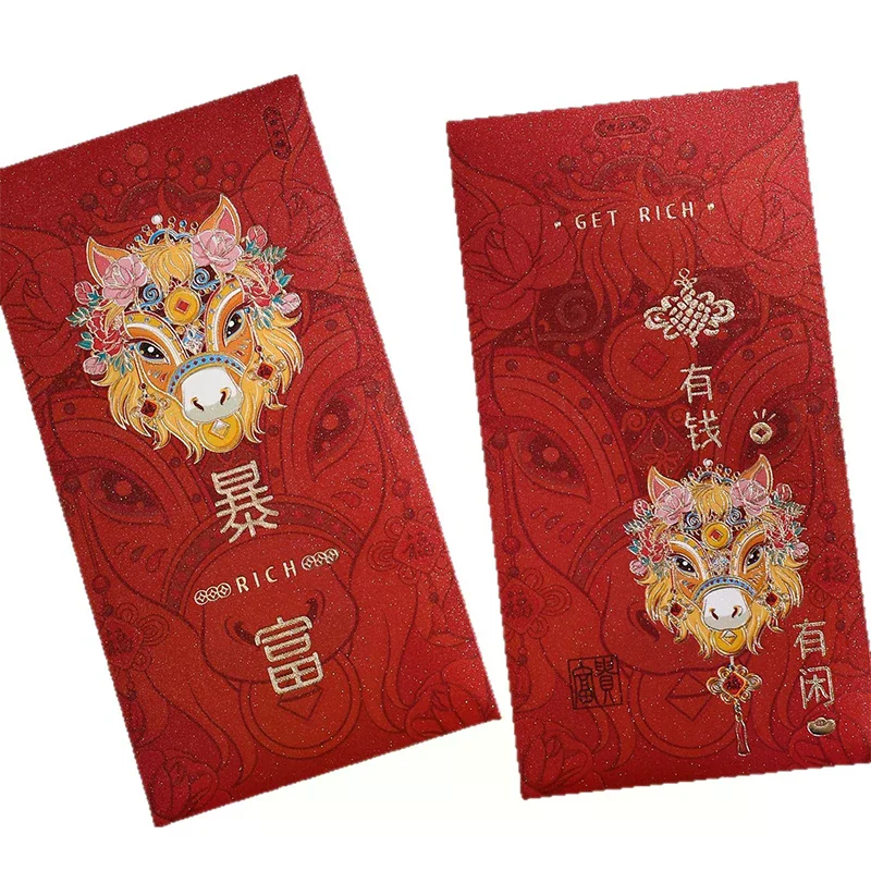 6pcs 2026 Horse Year Red Envelopes Chinese Style Blessing Lucky Money Envelopes Traditional Cartoon Red Packets