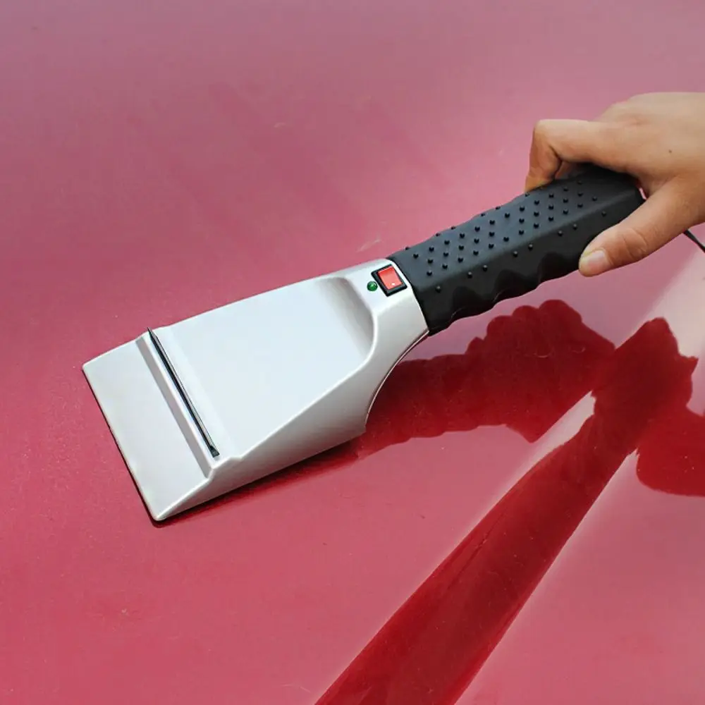 Rubber Wiper Electric Heated Snow Scraper 12V Impact Resistant Car Ice Scraper Anti Skid Handle Instant Heating