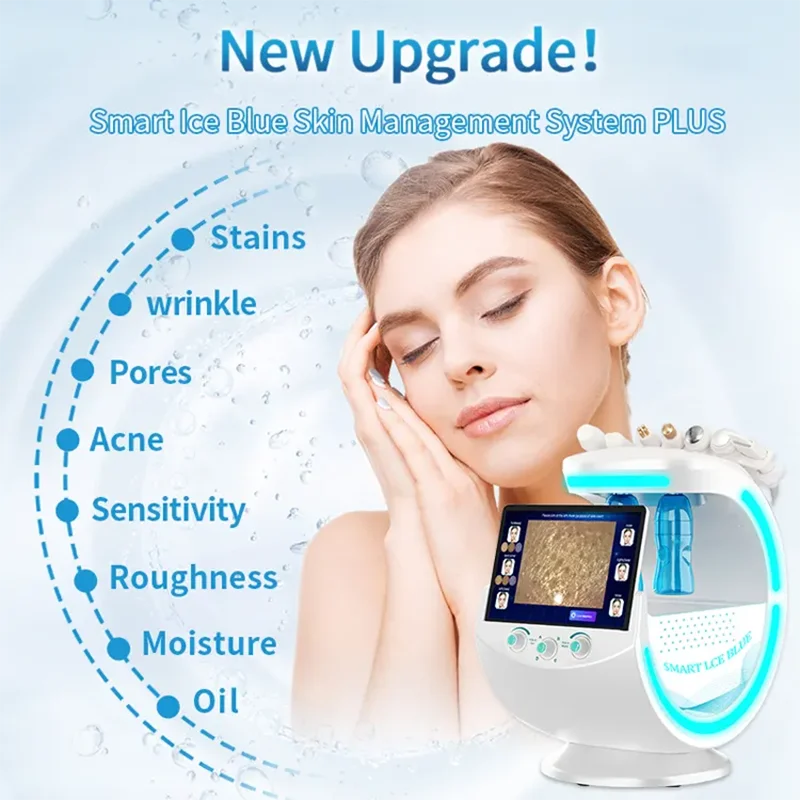 7 IN 1 Smart Ice Blue Skin Management System Small Bubble Hydrogen Oxygen Facial Instrument — Deep Cleansing, Skin Hydration