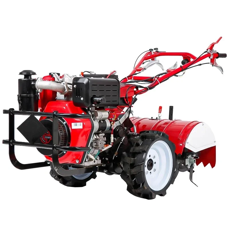 Diesel Four-drive Micro Cultivator Small Rotary Cultivator Gasoline Multi-functional Agricultural  Orchard Trenching Machine