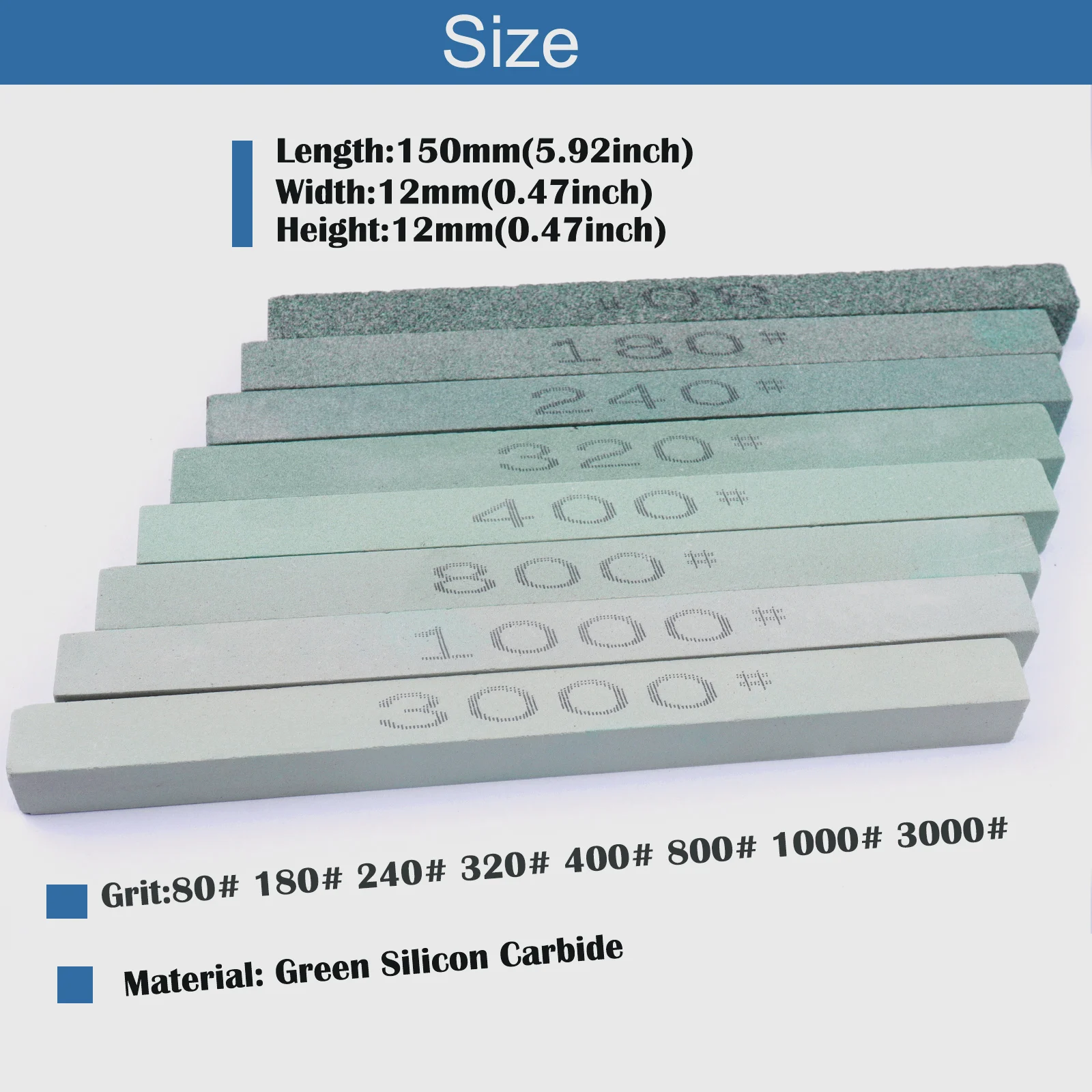 1 قطعة حجر زيت شحذ 80-3000 #   أداة مبراة سكين حجر المشحذ من كربيد السيليكون الأخضر