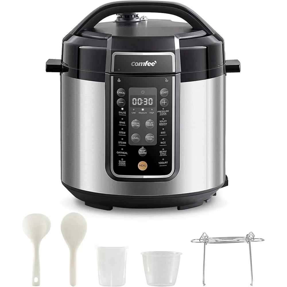 6 Quart Pressure Cooker 13 Cooking Functions Non-Stick Ceramic Pot Yogurt Maker Rice Cooker Slow Cooker Advanced Safety Features