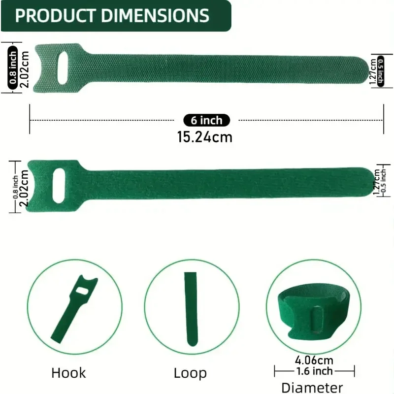 50/100pcs Nylon Plant Ties Reusable Adjustable Non-Slip Hook and Loop Fasteners Home Garden Accessories Gardening Applications