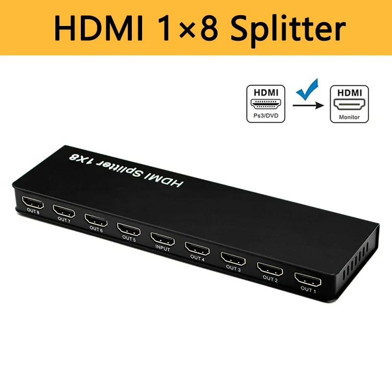 HDMI Splitter 1x2 1x4 1x8 4K 2K 1080P HDMI1.4 2.0 UHD 3D Video Distribution Converter Adapter for PC PS3 PS4 DVD Multimedia