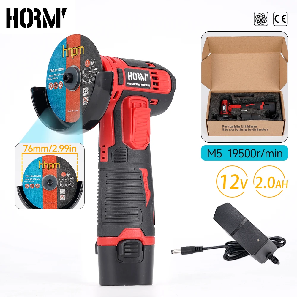 

12V Manual Cutting Machine Red Small Cutting Machine With Disc Circular Saw Cutting Tool 2.0Ah Handheld Garden Cutting Machine