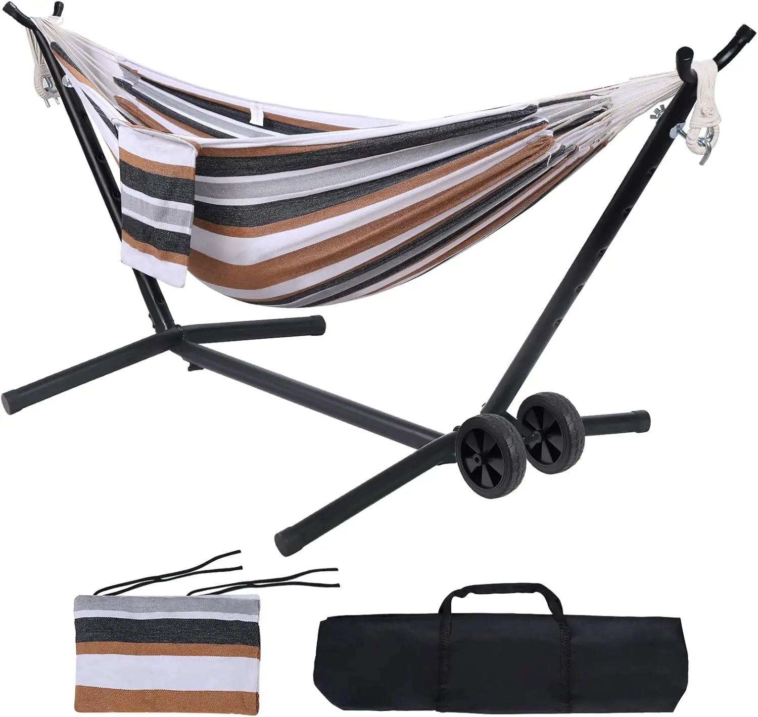 Hammock with Stand Included with Wheels Outdoor Double 2 Person Heavy Duty Hamacas con Base 450 lb Capacity