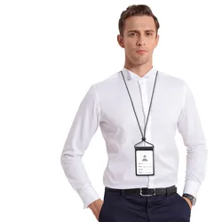 Name Tag Holders Aluminum Alloy ID Card Case Metal School Business Teacher Supplies with Lanyards Badge Holder for Credential
